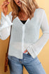 Ribbed Knit Bell Sleeve V-Neck Button Front Cardigan Sweater